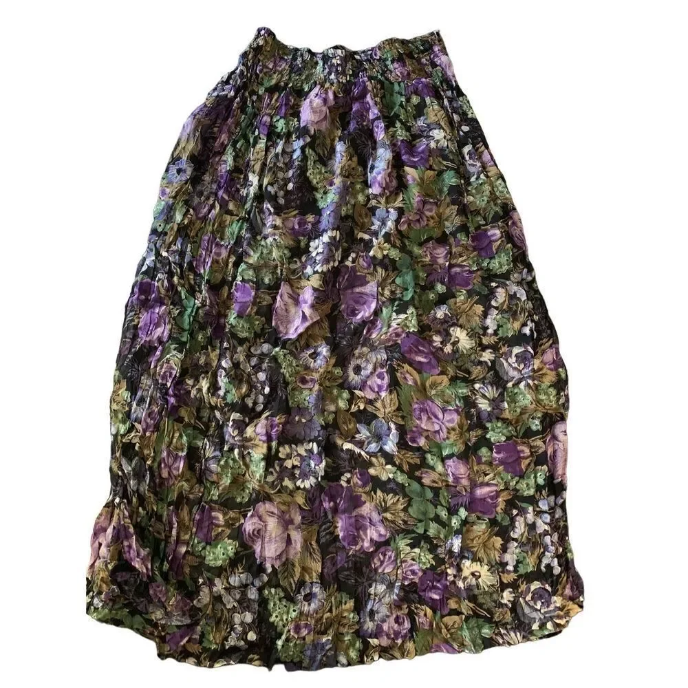 Vintage Olive Clothing Co skirt made in USA long floral women's size 1